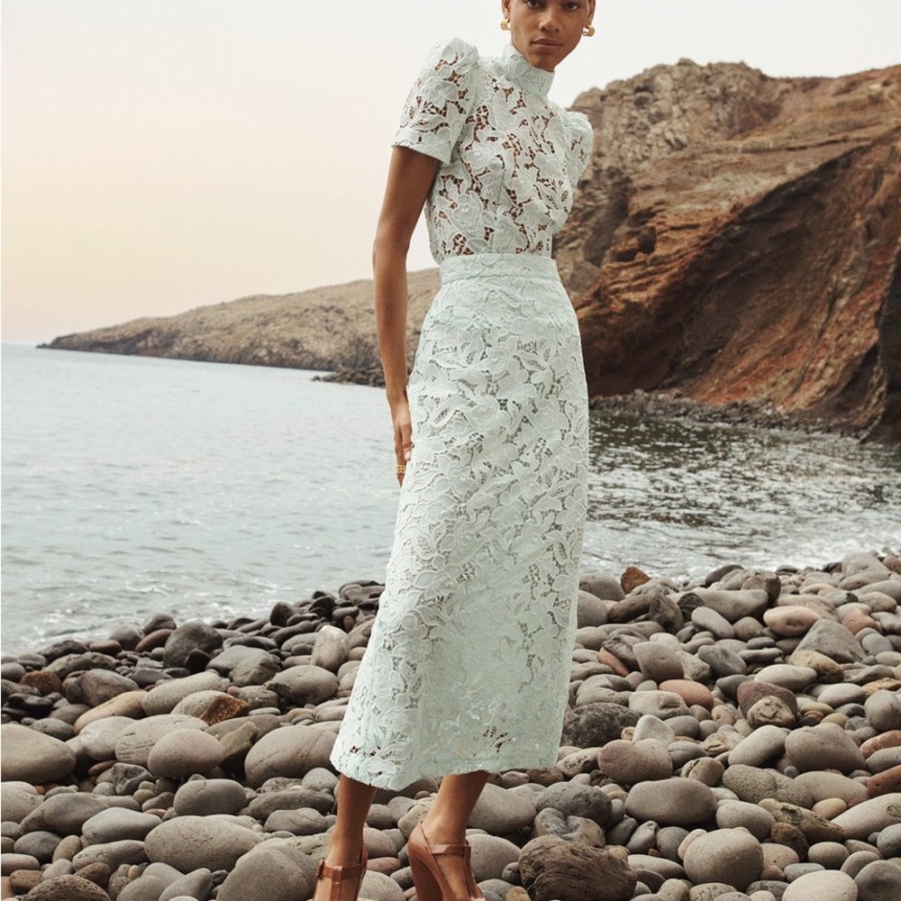 SOLD •Elegant Lace Dress in Light Blue 2 Piece Set•